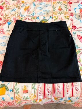Classic Black Denim Midi Skort
